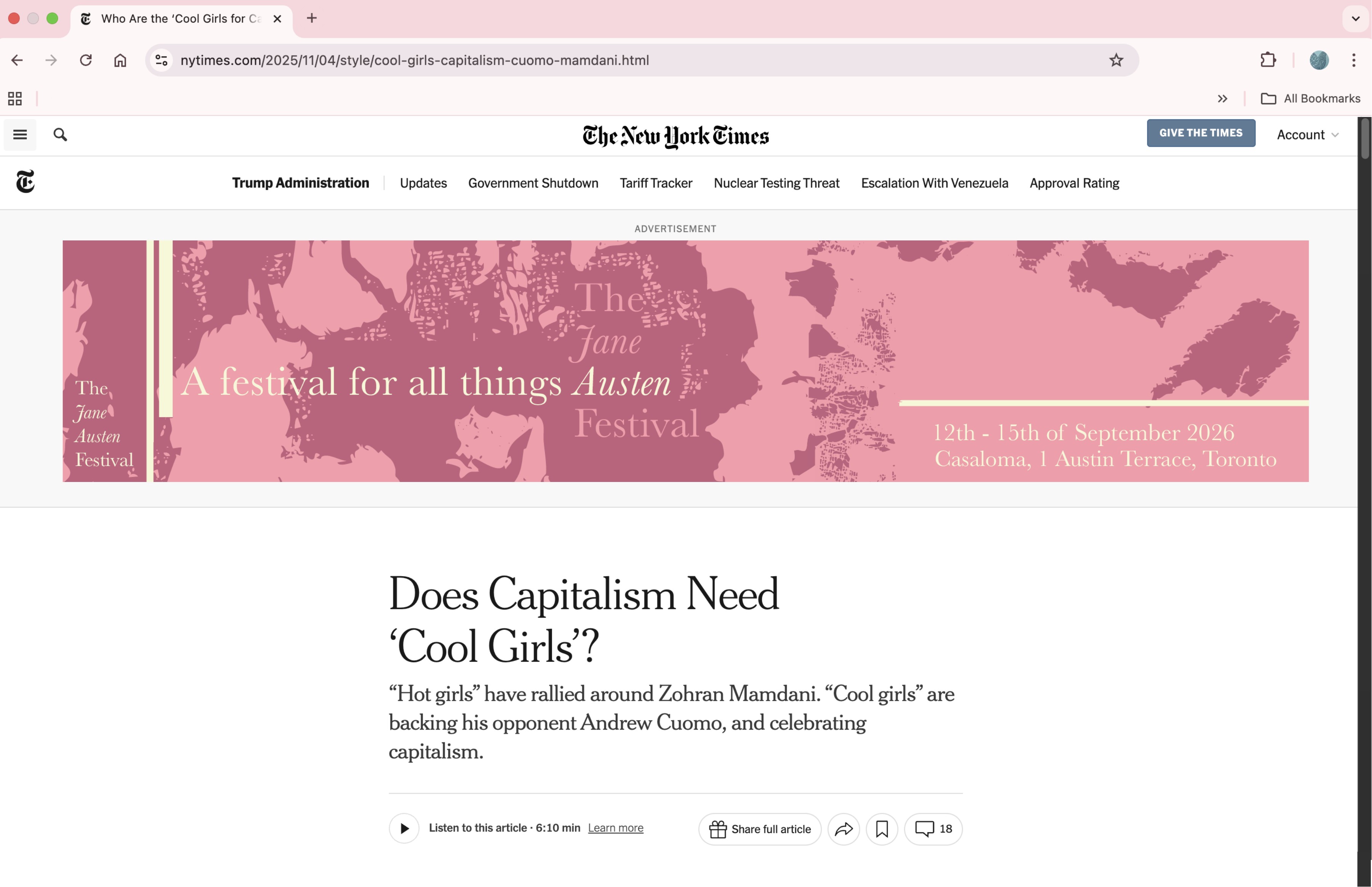 NYT display ad